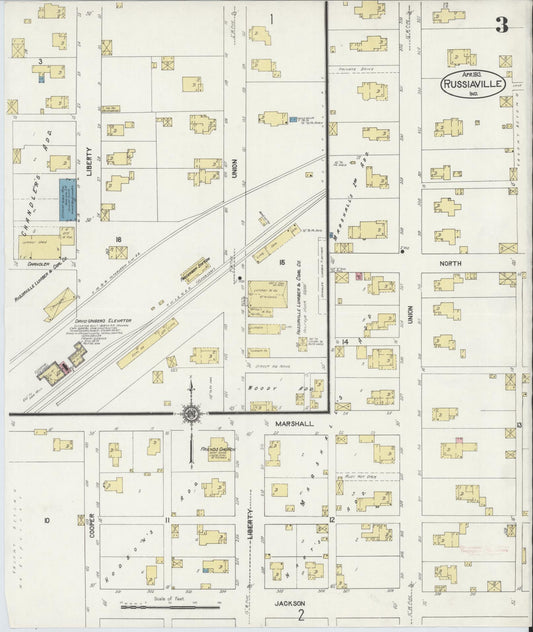 Sanborn Fire Insurance Map from Russiaville, Howard County, Indiana (1913), Sheet #0003 - Historic Sanborn Fire Insurance Map Print, vintage old map wall art, antique decor, genealogy gift, Indiana Indiana map