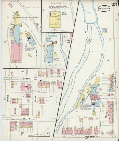 Sanborn Fire Insurance Map from Norristown, Montgomery County, Pennsylvania (1896), Sheet #0023 - Complete Map Set gallery image, historic Sanborn map, vintage wall art, Pennsylvania Pennsylvania