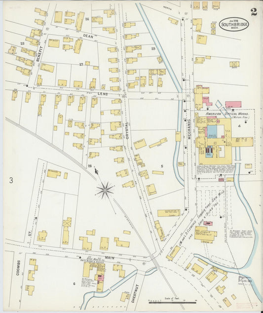 Sanborn Fire Insurance Map from Southbridge, Worcester County, Massachusetts (1899), Sheet #0002 - Historic Sanborn Fire Insurance Map Print, vintage old map wall art, antique decor, genealogy gift, Massachusetts Massachusetts map