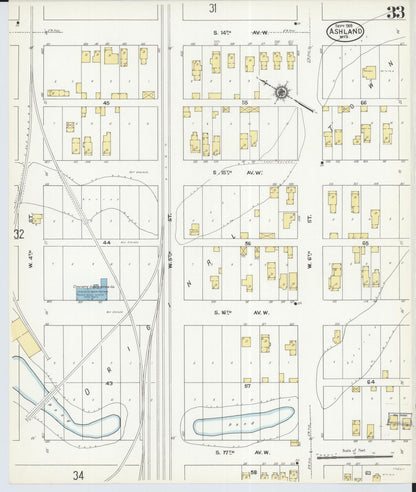 Sanborn Fire Insurance Map from Ashland, Ashland County, Wisconsin (1909), Sheet #0033 - Historic Sanborn Fire Insurance Map Print, vintage old map wall art, antique decor, genealogy gift, Wisconsin Wisconsin map