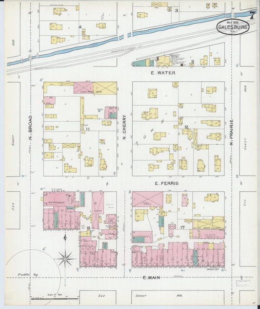 Sanborn Fire Insurance Map from Galesburg, Knox County, Illinois (1892), Sheet #0007 - Historic Sanborn Fire Insurance Map Print, vintage old map wall art, antique decor, genealogy gift, Illinois Illinois map