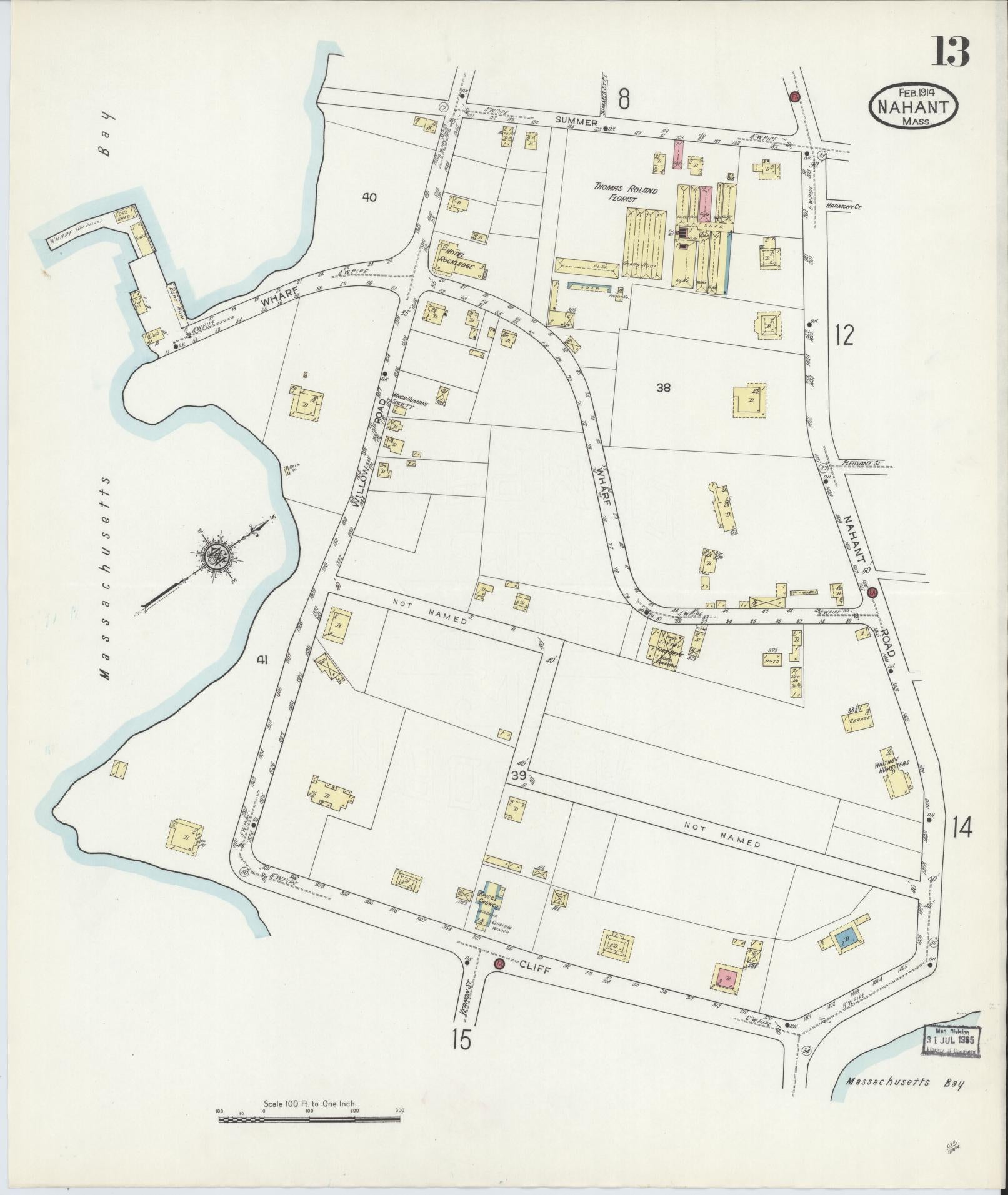 Sanborn Fire Insurance Map from Nahant, Essex County, Massachusetts (1914), Sheet #0013 - Historic Sanborn Fire Insurance Map Print, vintage old map wall art, antique decor, genealogy gift, Massachusetts Massachusetts map