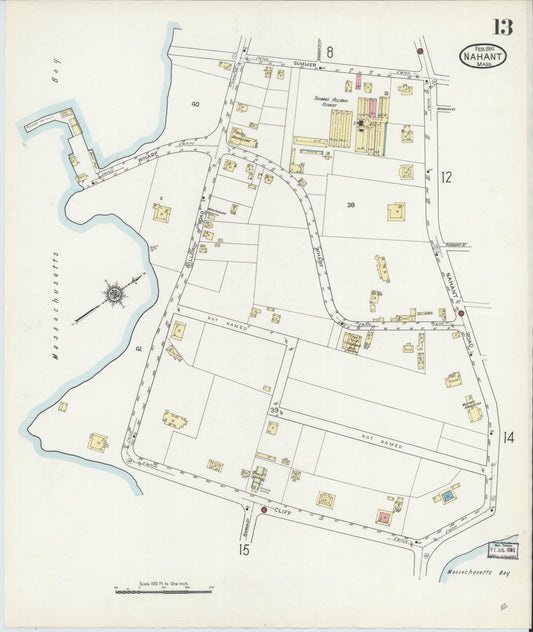 Sanborn Fire Insurance Map from Nahant, Essex County, Massachusetts (1914), Sheet #0013 - Historic Sanborn Fire Insurance Map Print, vintage old map wall art, antique decor, genealogy gift, Massachusetts Massachusetts map