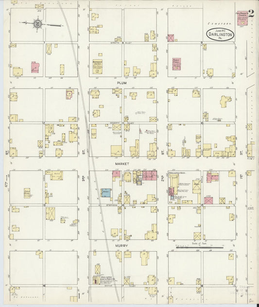 Sanborn Fire Insurance Map from Darlington, Beaver County, Pennsylvania (1912), Sheet #0002 - Historic Sanborn Fire Insurance Map Print, vintage old map wall art, antique decor, genealogy gift, Pennsylvania Pennsylvania map