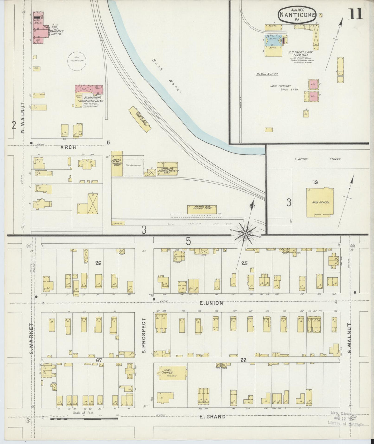 Sanborn Fire Insurance Map from Nanticoke, Luzerne County, Pennsylvania (1896), Sheet #0011 - Complete Map Set gallery image, historic Sanborn map, vintage wall art, Pennsylvania Pennsylvania