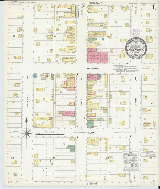 Sanborn Fire Insurance Map from Lidgerwood, Richland County, North Dakota (1908), Sheet #0001 - Complete Map Set gallery image, historic Sanborn map, vintage wall art, North Dakota North Dakota