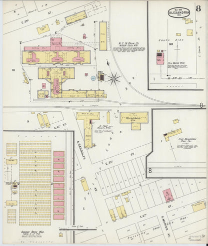 Sanborn Fire Insurance Map from Alexandria, Madison County, Indiana (1896), Sheet #0008 - Complete Map Set gallery image, historic Sanborn map, vintage wall art, Indiana Indiana