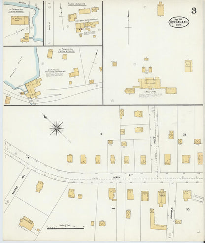 Sanborn Fire Insurance Map from New Canaan, Fairfield County, Connecticut (1906), Sheet #0003 - Complete Map Set gallery image, historic Sanborn map, vintage wall art, Connecticut Connecticut