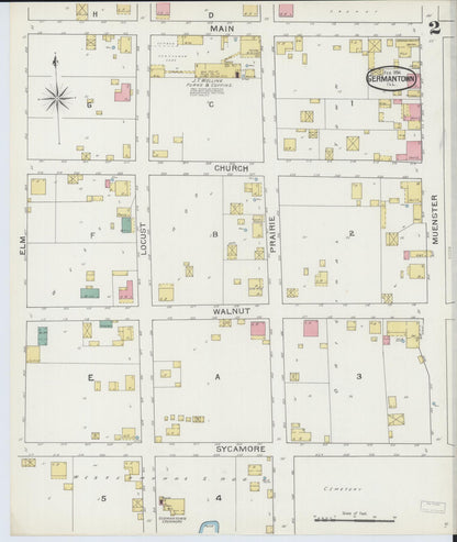 Sanborn Fire Insurance Map from Germantown, Clinton County, Illinois (1894), Sheet #0002 - Complete Map Set gallery image, historic Sanborn map, vintage wall art, Illinois Illinois