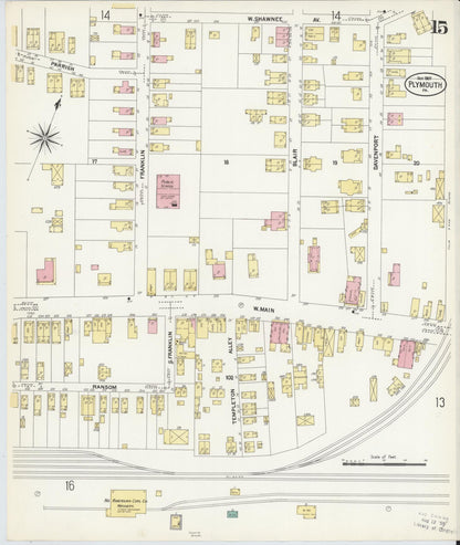 Sanborn Fire Insurance Map from Plymouth, Luzerne County, Pennsylvania (1907), Sheet #0015 - Historic Sanborn Fire Insurance Map Print, vintage old map wall art, antique decor, genealogy gift, Pennsylvania Pennsylvania map