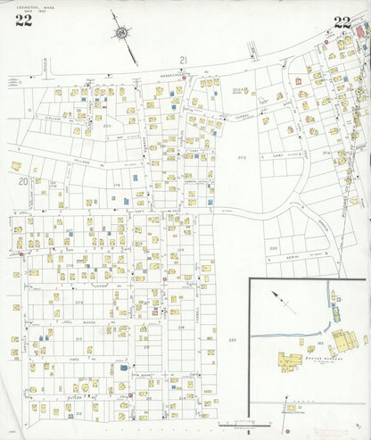Sanborn Fire Insurance Map from Lexington, Middlesex County, Massachusetts (1935), Sheet #0022 - Historic Sanborn Fire Insurance Map Print, vintage old map wall art, antique decor, genealogy gift, Massachusetts Massachusetts map