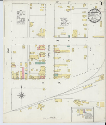 Sanborn Fire Insurance Map from Clark, Clark County, South Dakota (1893), Sheet #0001 - Complete Map Set gallery image, historic Sanborn map, vintage wall art, South Dakota South Dakota