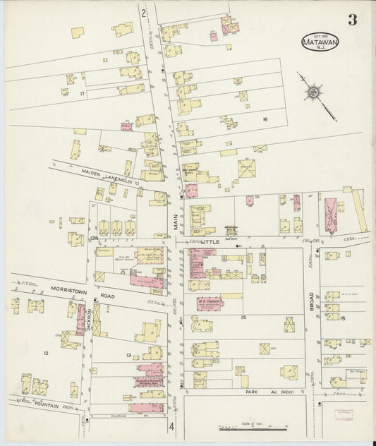 Sanborn Fire Insurance Map from Matawan, Monmouth County, New Jersey (1914), Sheet #0003 - Historic Sanborn Fire Insurance Map Print, vintage old map wall art, antique decor, genealogy gift, New Jersey New Jersey map