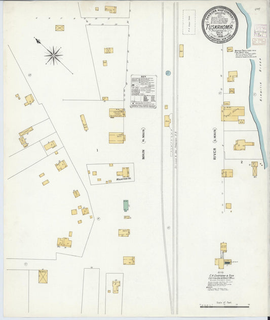 Sanborn Fire Insurance Map from Tuskahoma, Pushmataha County, Oklahoma (1908), Sheet #0001 - Historic Sanborn Fire Insurance Map Print, vintage old map wall art, antique decor, genealogy gift, Oklahoma Oklahoma map