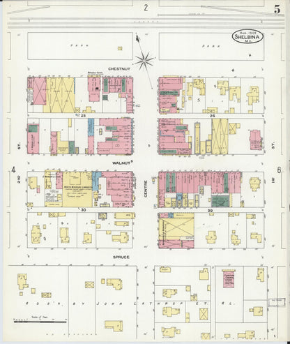 Sanborn Fire Insurance Map from Shelbina, Shelby County, Missouri (1909), Sheet #0005 - Complete Map Set gallery image, historic Sanborn map, vintage wall art, Missouri Missouri