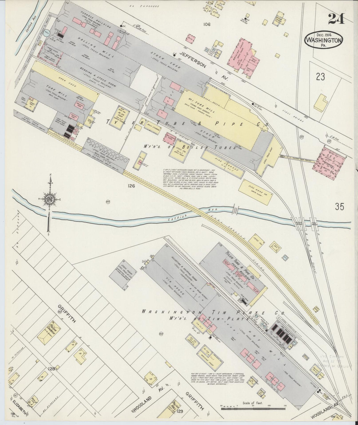 Sanborn Fire Insurance Map from Washington, Washington County, Pennsylvania (1914), Sheet #0024 - Complete Map Set gallery image, historic Sanborn map, vintage wall art, Sanborn Fire Insurance Map from Washington Washington