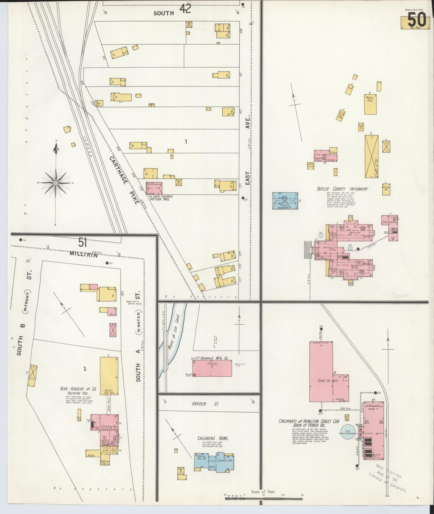 Sanborn Fire Insurance Map from Hamilton, Butler County, Ohio (1899), Sheet #0050 - Historic Sanborn Fire Insurance Map Print, vintage old map wall art, antique decor, genealogy gift, Ohio Ohio map