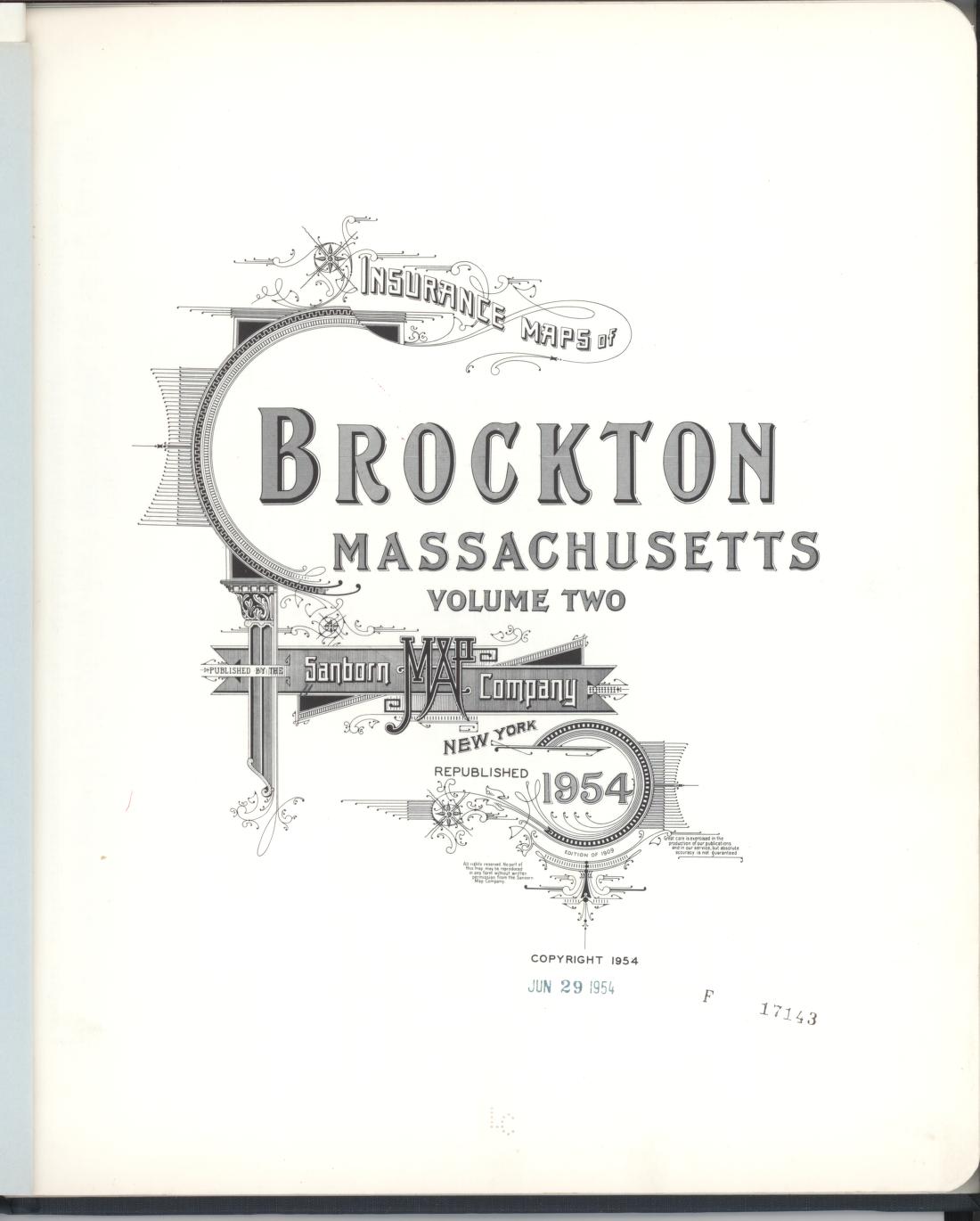 Sanborn Fire Insurance Map from Brockton, Plymouth County, Massachusetts (1954), Sheet #0001 - Complete Map Set gallery image, historic Sanborn map, vintage wall art, Massachusetts Massachusetts