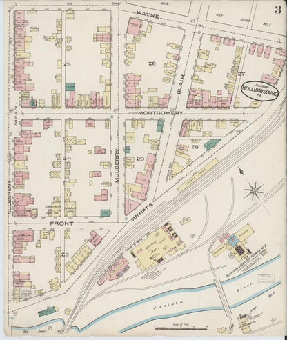 Sanborn Fire Insurance Map from Hollidaysburg, Blair County, Pennsylvania (1886), Sheet #0003 - Complete Map Set gallery image, historic Sanborn map, vintage wall art, Pennsylvania Pennsylvania