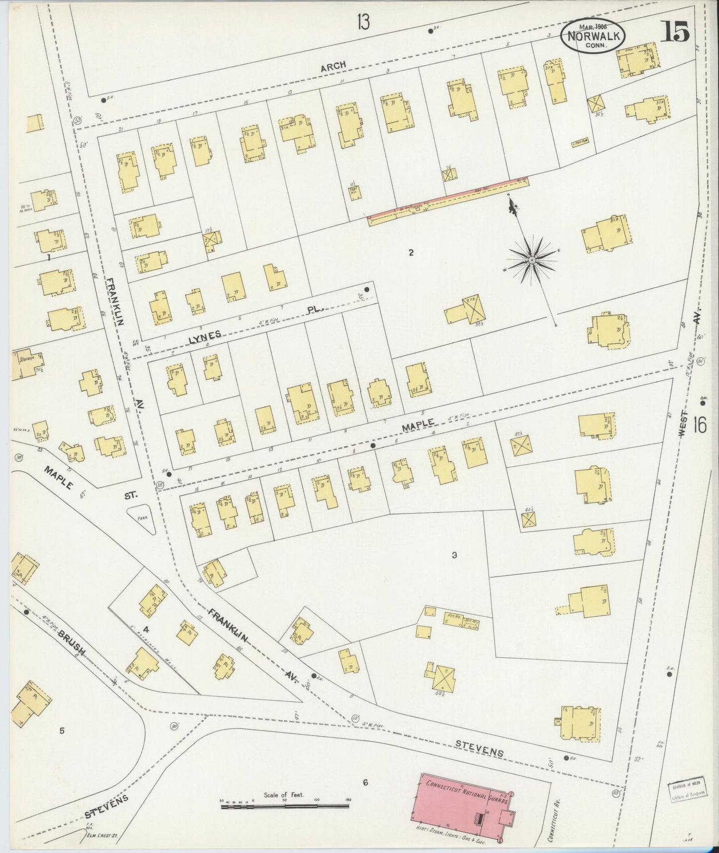 Sanborn Fire Insurance Map from Norwalk, Fairfield County, Connecticut (1906), Sheet #0015 - Complete Map Set gallery image, historic Sanborn map, vintage wall art, Connecticut Connecticut