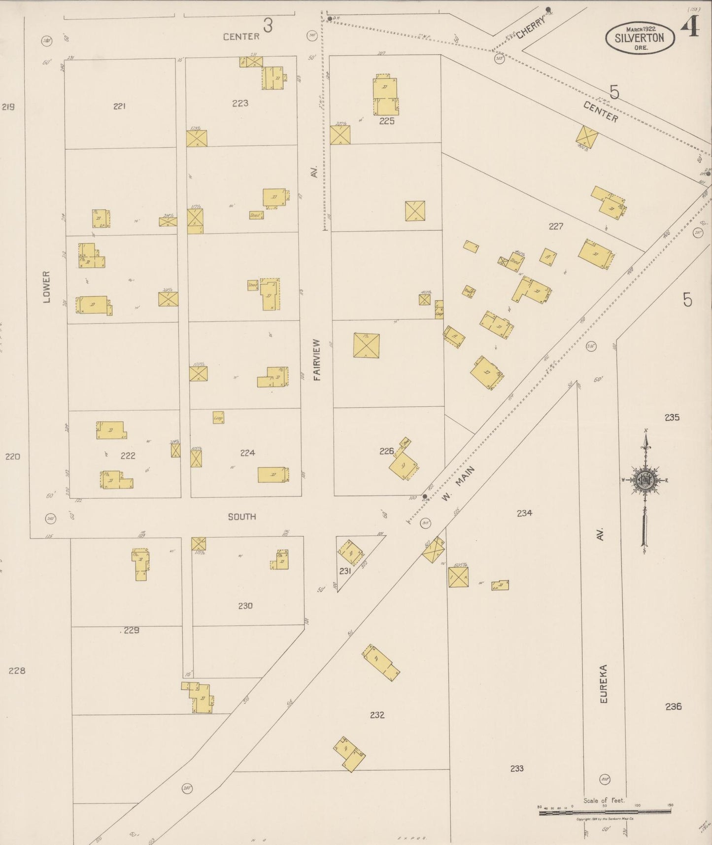 Sanborn Fire Insurance Map from Silverton, Marion County, Oregon (1922), Sheet #0004 - Complete Map Set gallery image, historic Sanborn map, vintage wall art, Oregon Oregon