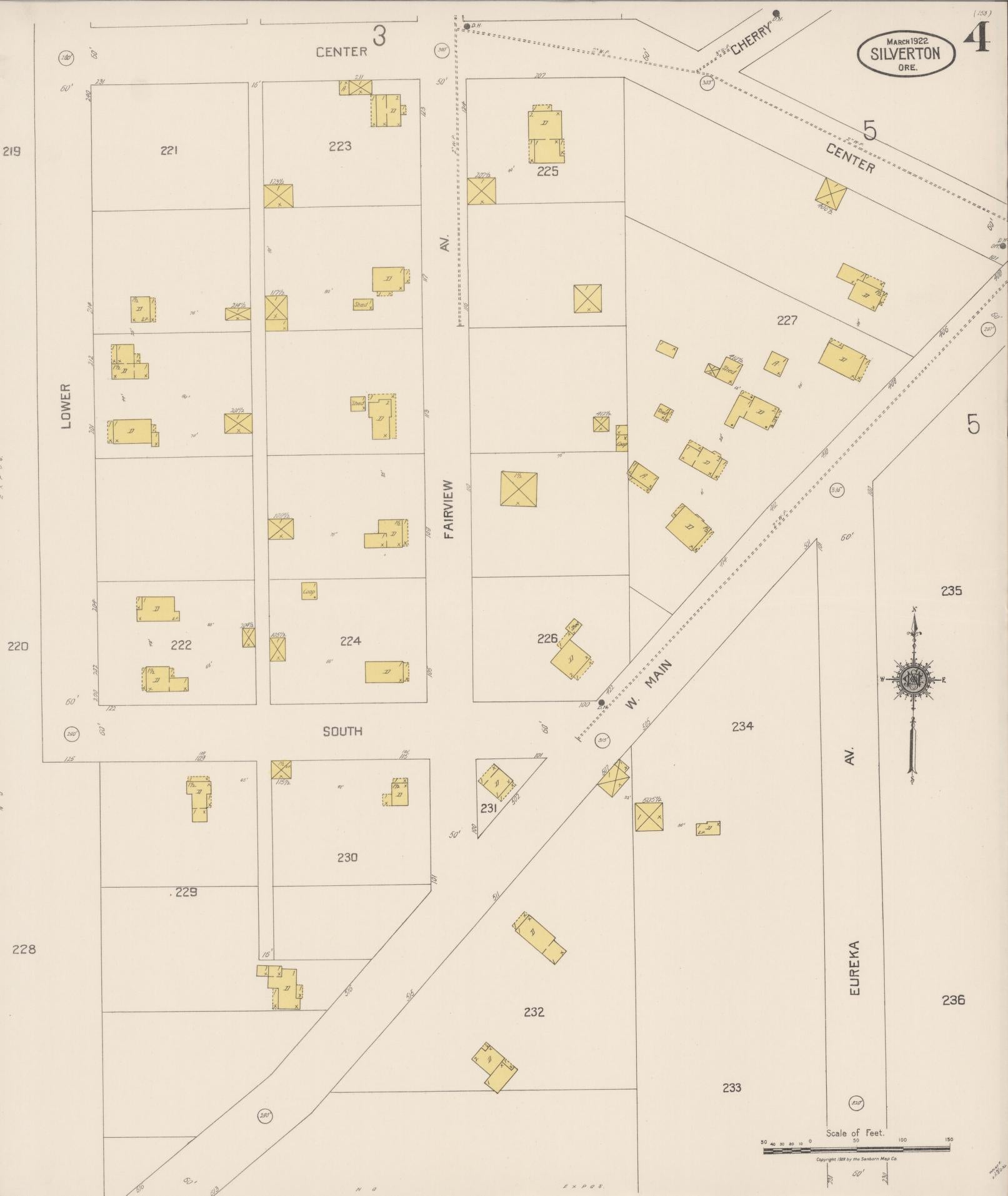 Sanborn Fire Insurance Map from Silverton, Marion County, Oregon (1922), Sheet #0004 - Complete Map Set gallery image, historic Sanborn map, vintage wall art, Oregon Oregon