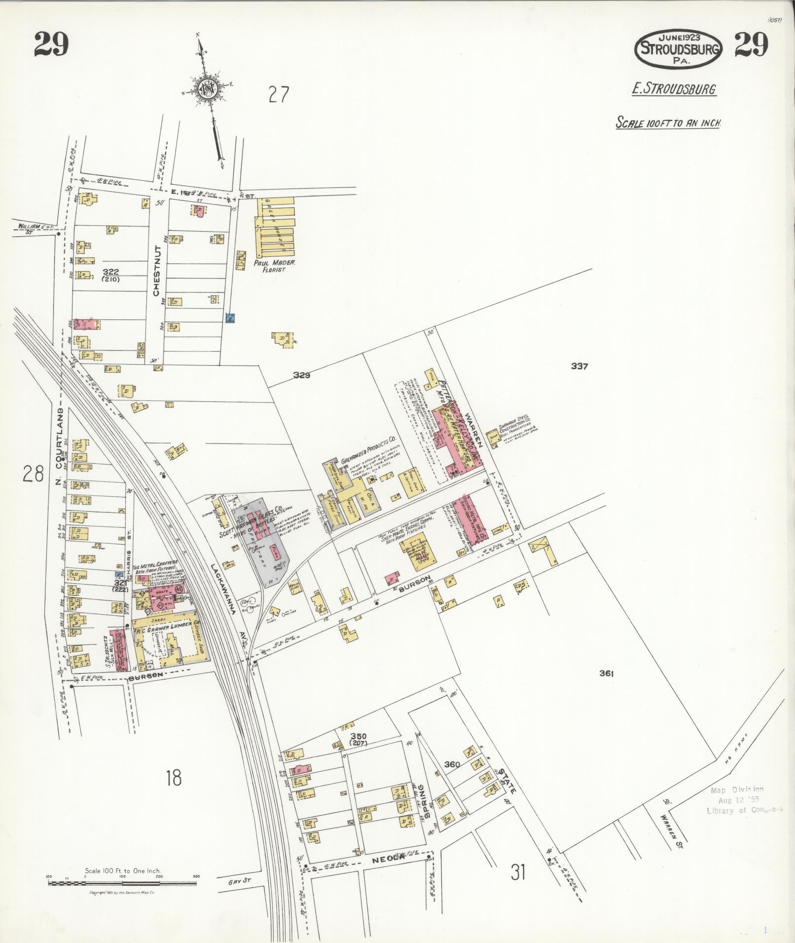 Sanborn Fire Insurance Map from Stroudsburg, Monroe County, Pennsylvania (1923), Sheet #0029 - Complete Map Set gallery image, historic Sanborn map, vintage wall art, Pennsylvania Pennsylvania