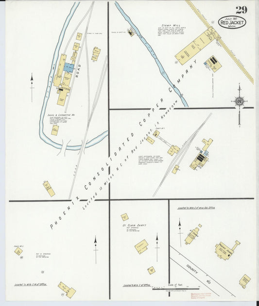 Sanborn Fire Insurance Map from Red Jacket, Houghton County, Michigan (1917), Sheet #0029 - Historic Sanborn Fire Insurance Map Print, vintage old map wall art, antique decor, genealogy gift, Michigan Michigan map