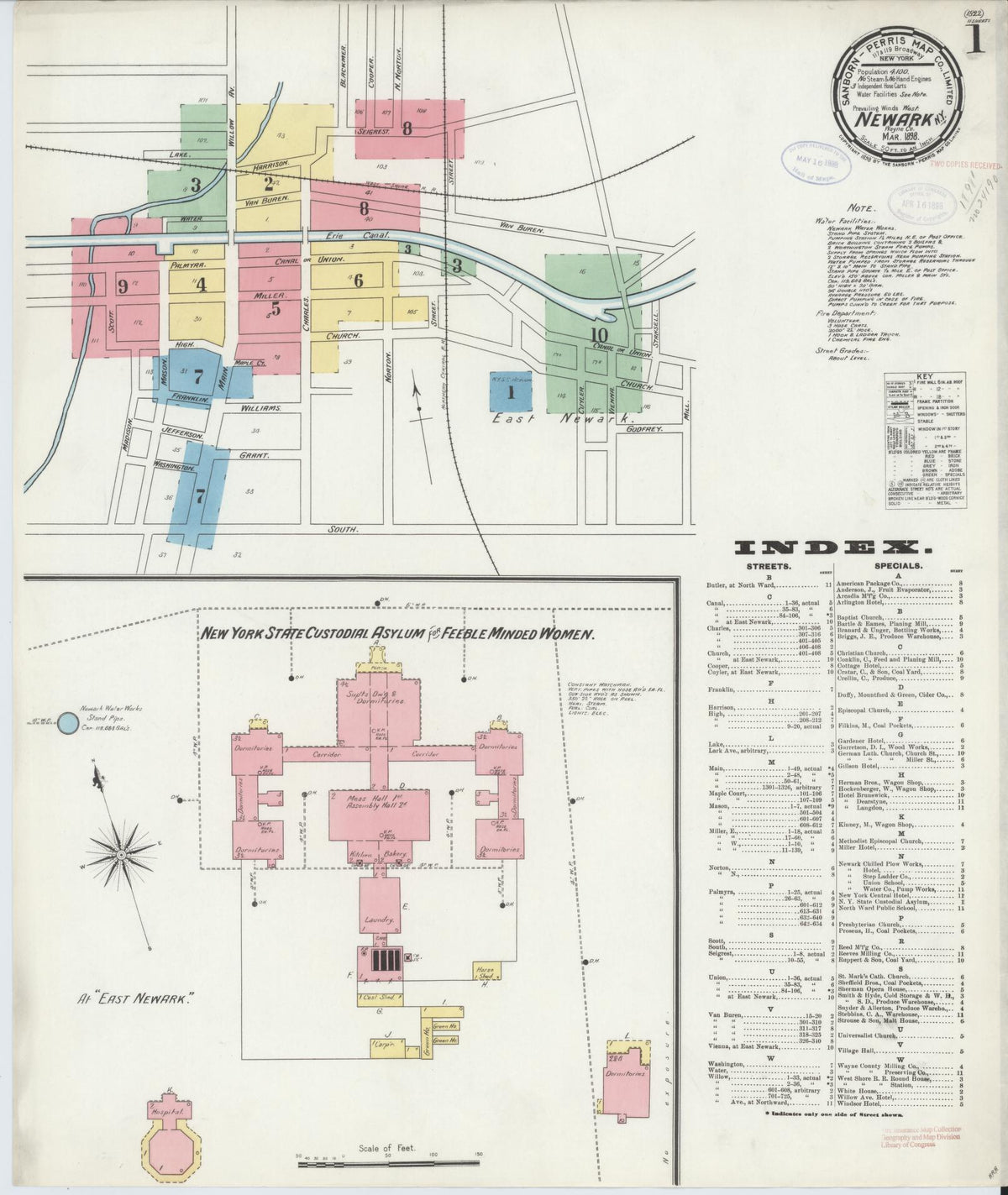 Sanborn Fire Insurance Map from Newark, Wayne County, New York (1898), Sheet #0001 - Historic Sanborn Fire Insurance Map Print, vintage old map wall art, antique decor, genealogy gift, New York New York map