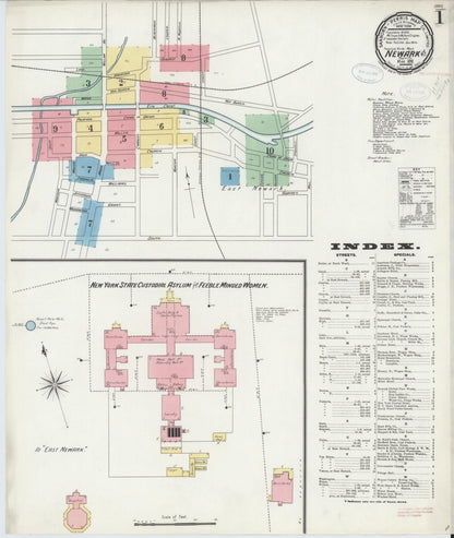 Sanborn Fire Insurance Map from Newark, Wayne County, New York (1898), Sheet #0001 - Historic Sanborn Fire Insurance Map Print, vintage old map wall art, antique decor, genealogy gift, New York New York map