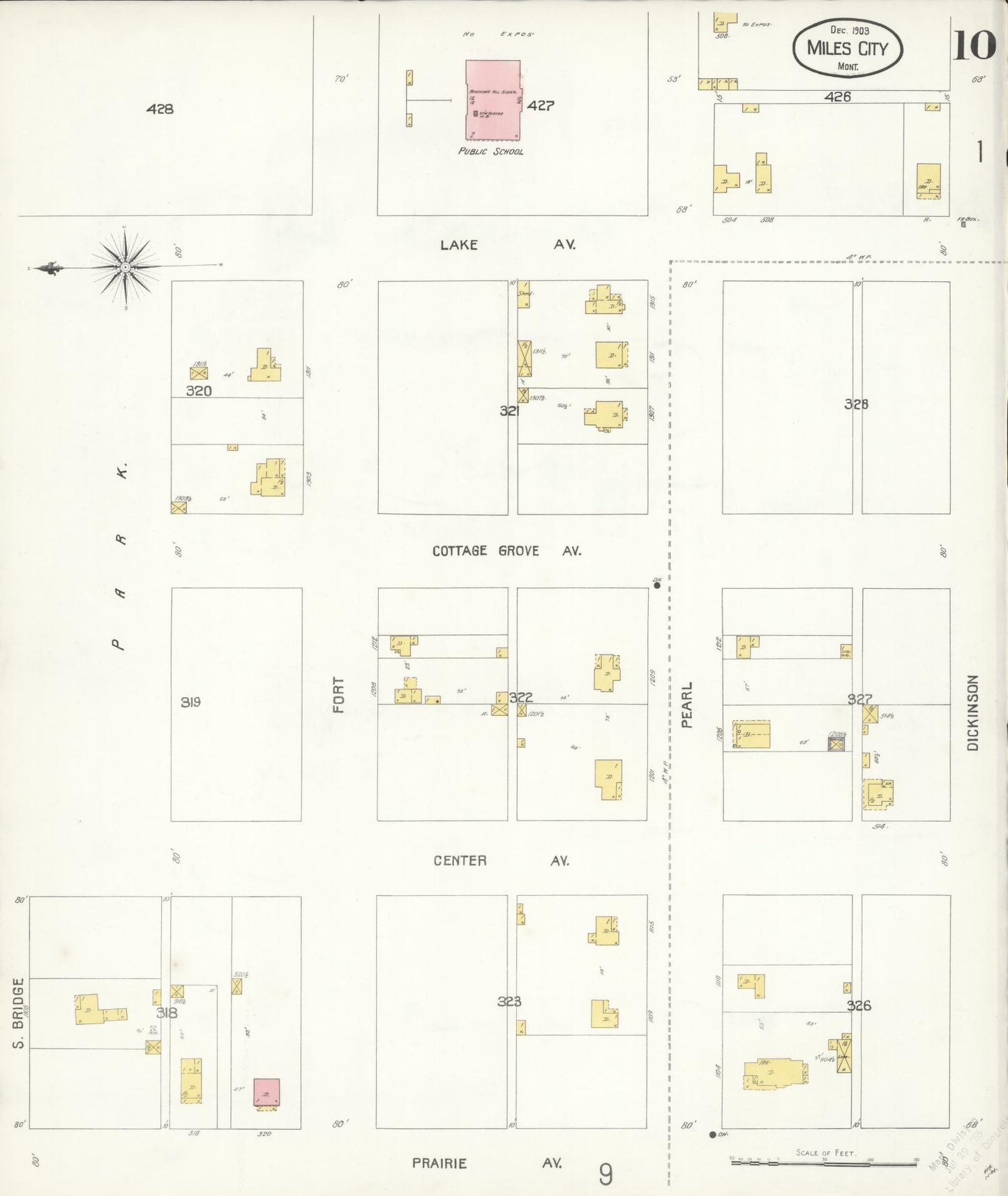 Sanborn Fire Insurance Map from Miles City, Custer County, Montana (1904), Sheet #0010 - Complete Map Set gallery image, historic Sanborn map, vintage wall art, Montana Montana