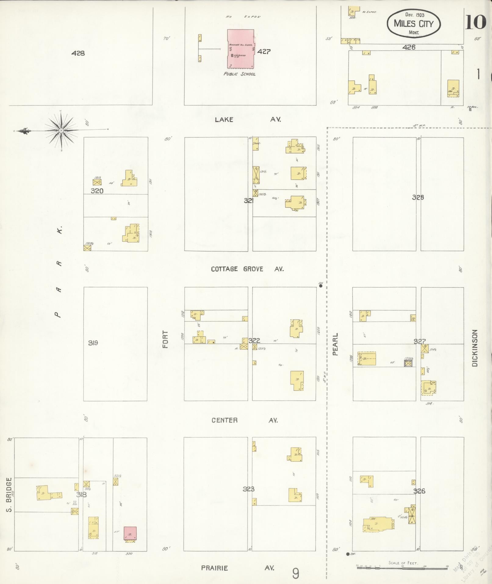 Sanborn Fire Insurance Map from Miles City, Custer County, Montana (1904), Sheet #0010 - Complete Map Set gallery image, historic Sanborn map, vintage wall art, Montana Montana