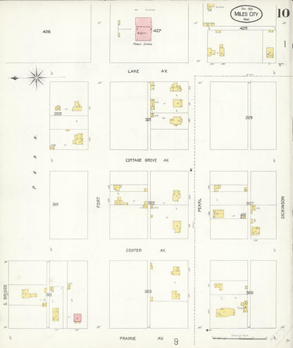 Sanborn Fire Insurance Map from Miles City, Custer County, Montana (1904), Sheet #0010 - Complete Map Set gallery image, historic Sanborn map, vintage wall art, Montana Montana