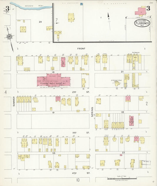 Sanborn Fire Insurance Map from Florence, Burlington County, New Jersey (1926), Sheet #0003 - Historic Sanborn Fire Insurance Map Print, vintage old map wall art, antique decor, genealogy gift, New Jersey New Jersey map
