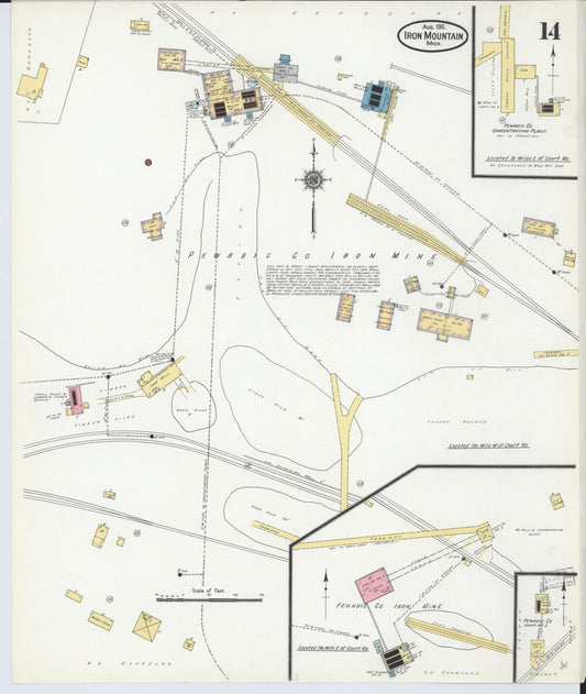 Sanborn Fire Insurance Map from Iron Mountain, Dickinson County, Michigan (1911), Sheet #0014 - Historic Sanborn Fire Insurance Map Print, vintage old map wall art, antique decor, genealogy gift, Michigan Michigan map