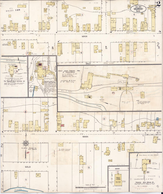 Sanborn Fire Insurance Map from Murray, Shoshone County, Idaho (1927), Sheet #0002 - Historic Sanborn Fire Insurance Map Print, vintage old map wall art, antique decor, genealogy gift, Idaho Idaho map