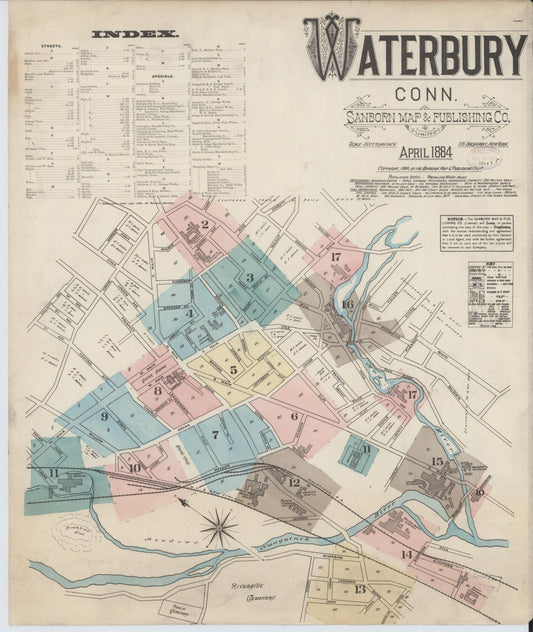 Sanborn Fire Insurance Map from Waterbury, New Haven County, Connecticut. (1884) – Historic Sanborn Fire Insurance Map Print