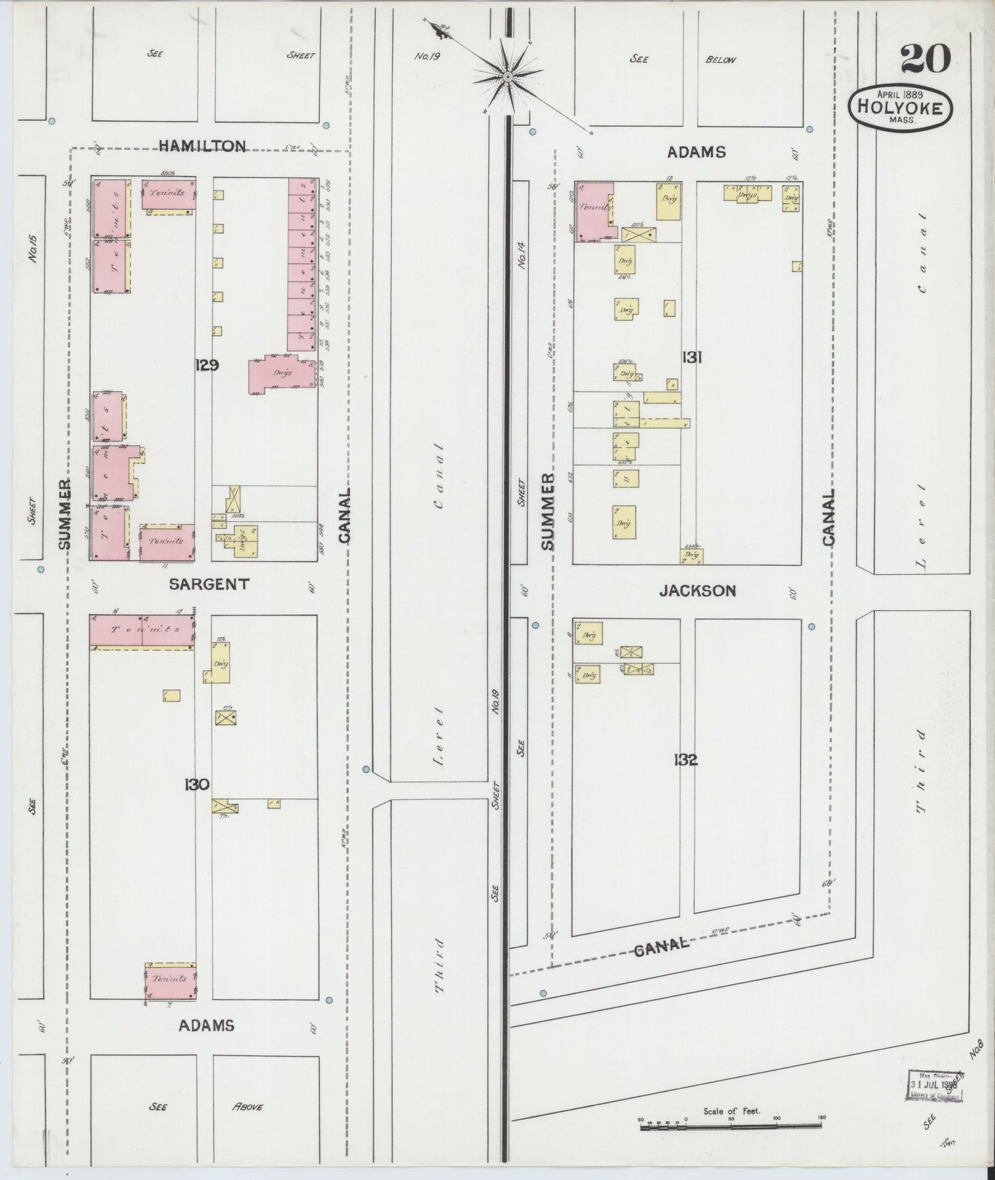 Sanborn Fire Insurance Map from Holyoke, Hampden County, Massachusetts (1889), Sheet #0020 - Complete Map Set gallery image, historic Sanborn map, vintage wall art, Massachusetts Massachusetts