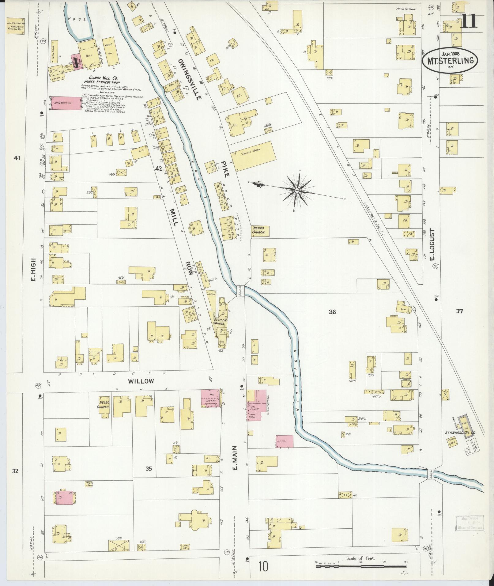 Sanborn Fire Insurance Map from Mount Sterling, Montgomery County, Kentucky (1908), Sheet #0011 - Complete Map Set gallery image, historic Sanborn map, vintage wall art, Kentucky Kentucky