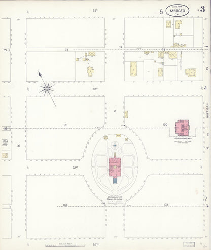 Sanborn Fire Insurance Map from Merced, Merced County, California (1898), Sheet #0003 - Complete Map Set gallery image, historic Sanborn map, vintage wall art, California California