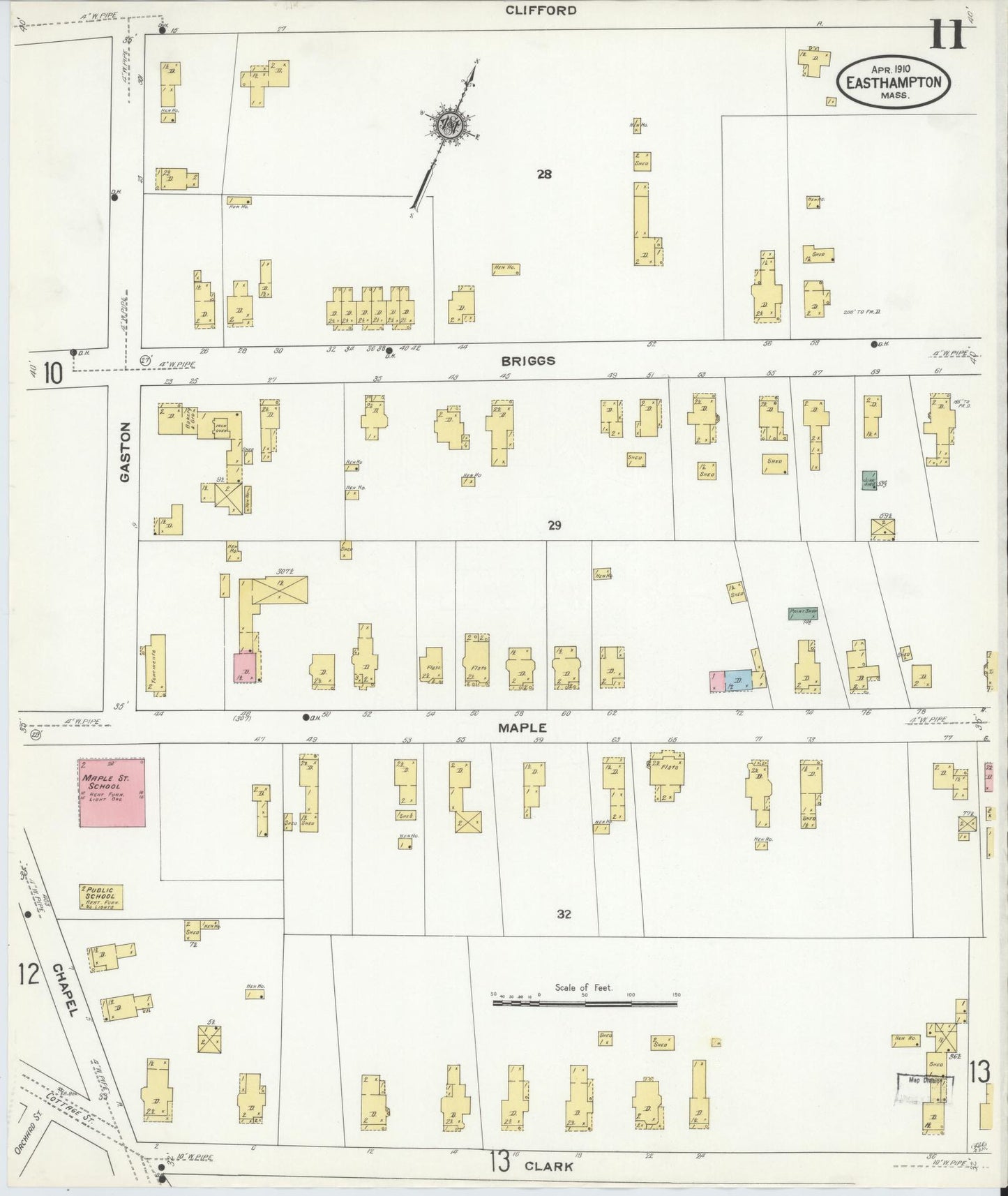 Sanborn Fire Insurance Map from East Hampton, Hampshire County, Massachusetts (1910), Sheet #0011 - Complete Map Set gallery image, historic Sanborn map, vintage wall art, Massachusetts Massachusetts