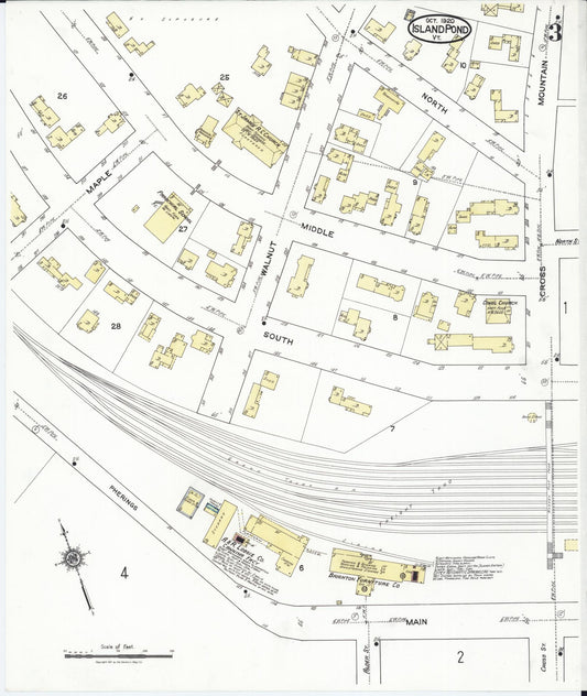 Sanborn Fire Insurance Map from Island Pond, Essex County, Vermont (1920), Sheet #0003 - Historic Sanborn Fire Insurance Map Print, vintage old map wall art, antique decor, genealogy gift, Vermont Vermont map