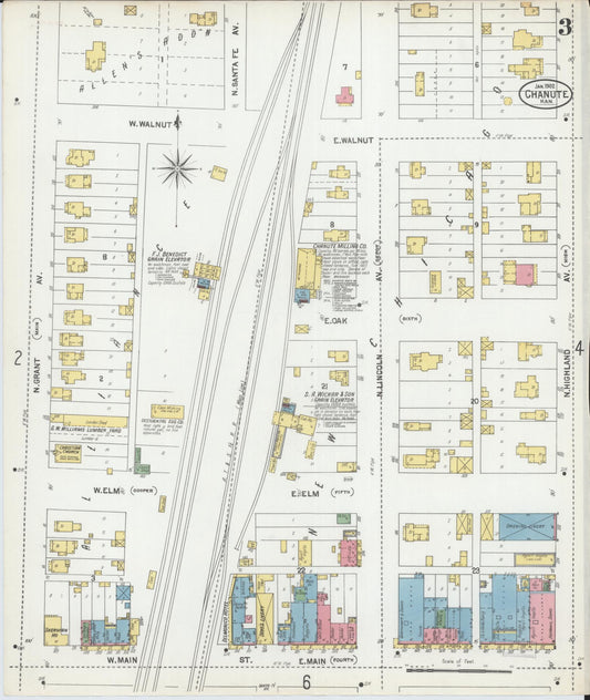 Sanborn Fire Insurance Map from Chanute, Neosho County, Kansas (1902), Sheet #0003 - Historic Sanborn Fire Insurance Map Print, vintage old map wall art, antique decor, genealogy gift, Kansas Kansas map