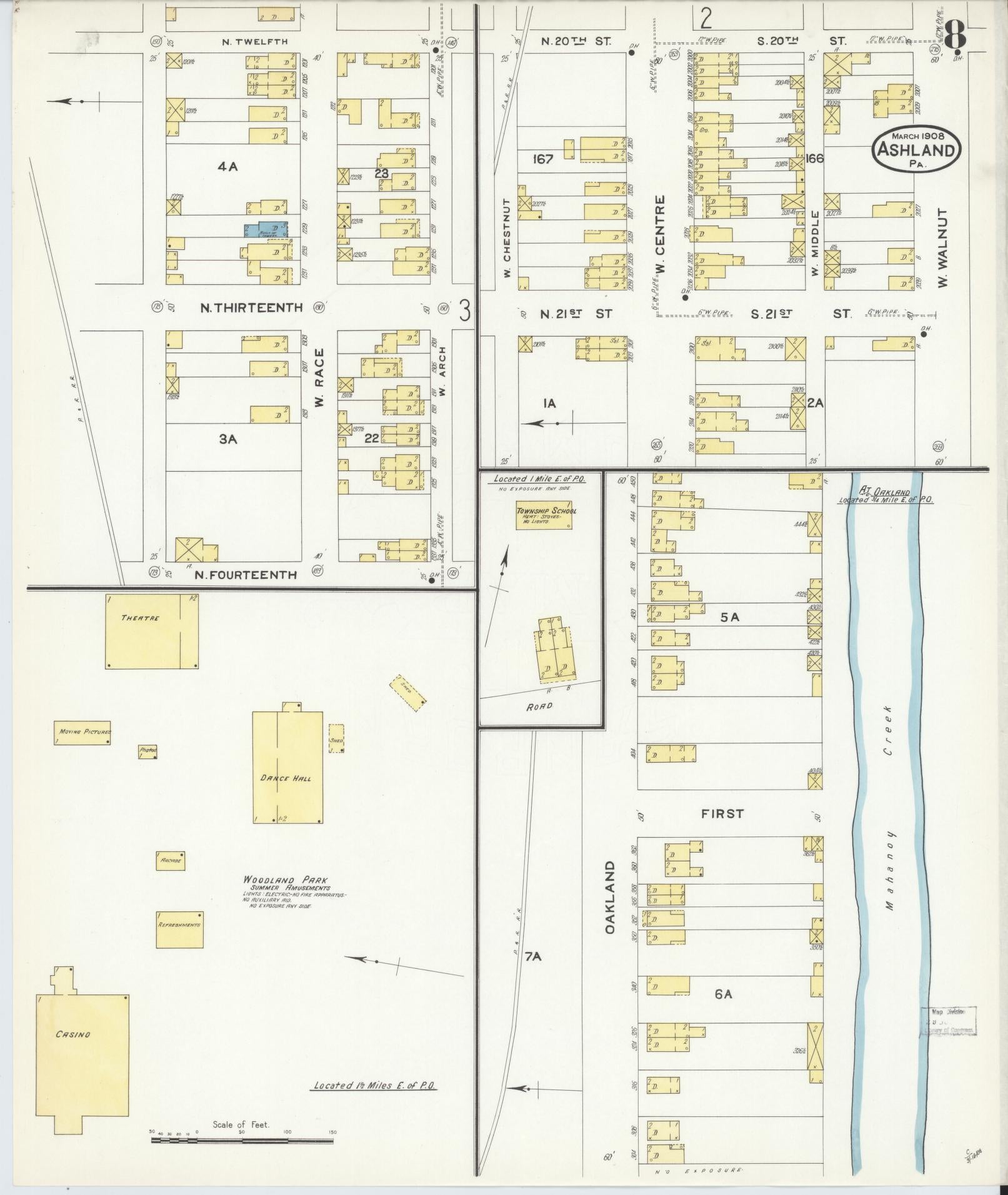 Sanborn Fire Insurance Map from Ashland, Schuylkill County, Pennsylvania (1908), Sheet #0008 - Historic Sanborn Fire Insurance Map Print, vintage old map wall art, antique decor, genealogy gift, Pennsylvania Pennsylvania map