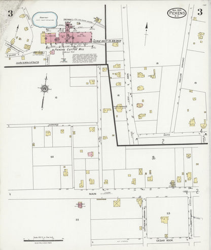 Sanborn Fire Insurance Map from Pickens, Pickens County, South Carolina (1924), Sheet #0003 - Complete Map Set gallery image, historic Sanborn map, vintage wall art, South Carolina South Carolina
