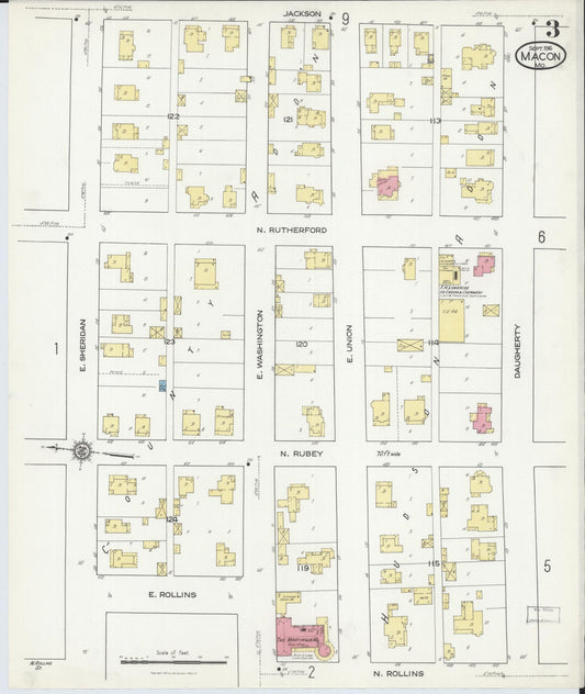 Sanborn Fire Insurance Map from Macon, Macon County, Missouri (1916), Sheet #0003 - Historic Sanborn Fire Insurance Map Print, vintage old map wall art, antique decor, genealogy gift, Missouri Missouri map