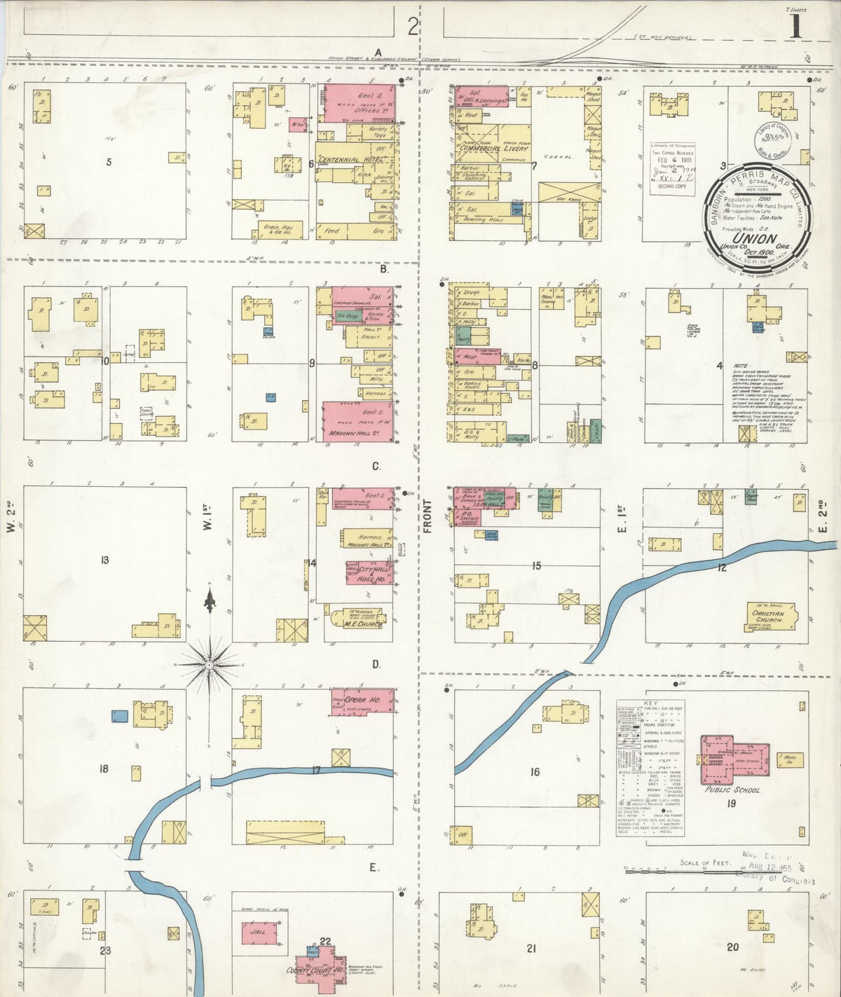 Sanborn Fire Insurance Map from Union, Union County, Oregon (1900), Sheet #0001 - Historic Sanborn Fire Insurance Map Print, vintage old map wall art, antique decor, genealogy gift, Oregon Oregon map