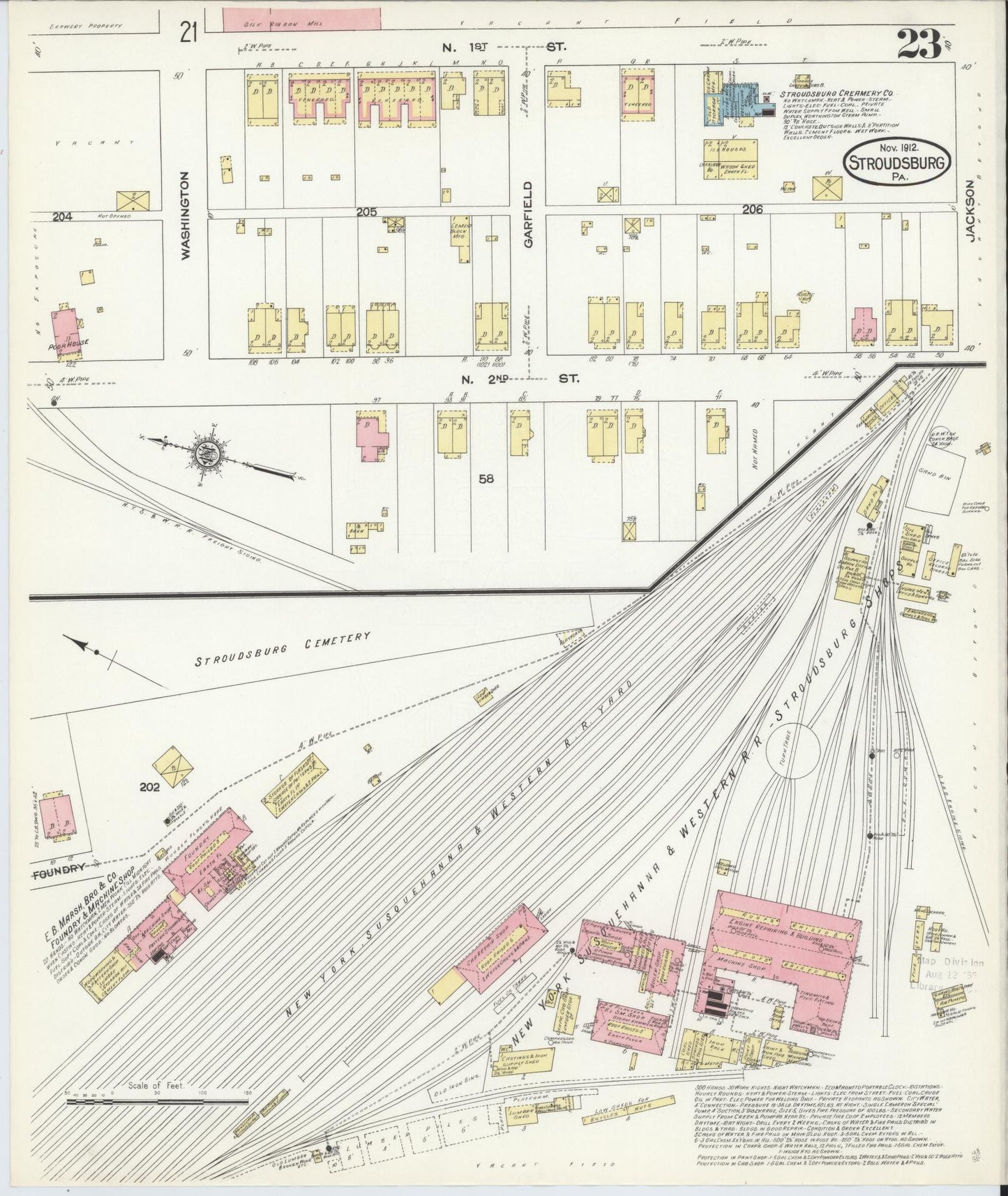 Sanborn Fire Insurance Map from Stroudsburg, Monroe County, Pennsylvania (1912), Sheet #0023 - Complete Map Set gallery image, historic Sanborn map, vintage wall art, Pennsylvania Pennsylvania