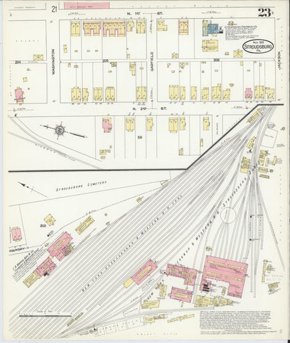 Sanborn Fire Insurance Map from Stroudsburg, Monroe County, Pennsylvania (1912), Sheet #0023 - Complete Map Set gallery image, historic Sanborn map, vintage wall art, Pennsylvania Pennsylvania