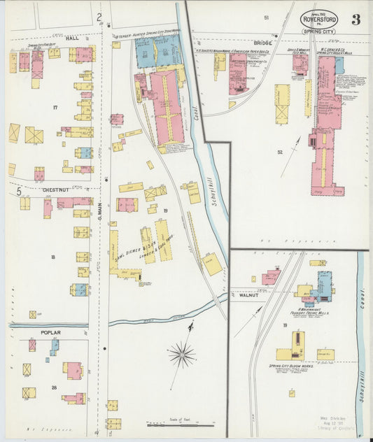 Sanborn Fire Insurance Map from Royersford, Montgomery County, Pennsylvania (1902), Sheet #0003 - Historic Sanborn Fire Insurance Map Print, vintage old map wall art, antique decor, genealogy gift, Pennsylvania Pennsylvania map